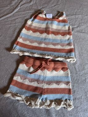 Little N Co Sweater Outfit - Size 18m - Stripped Neutral Colored Sweater Set